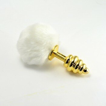 Hatay Gold kıvrımlı metal beyaz kuyruklu anal plug Gold kıvrımlı metal beyaz kuyruklu anal plug